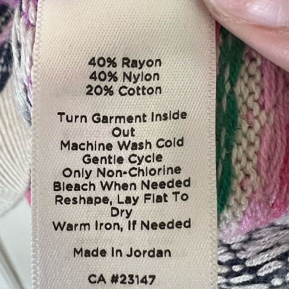 Talbots Ivory/Pink Multi Long Sleeve Argyle/Fair Isle Full Back Zip Sweater 3X - Picture 9 of 9